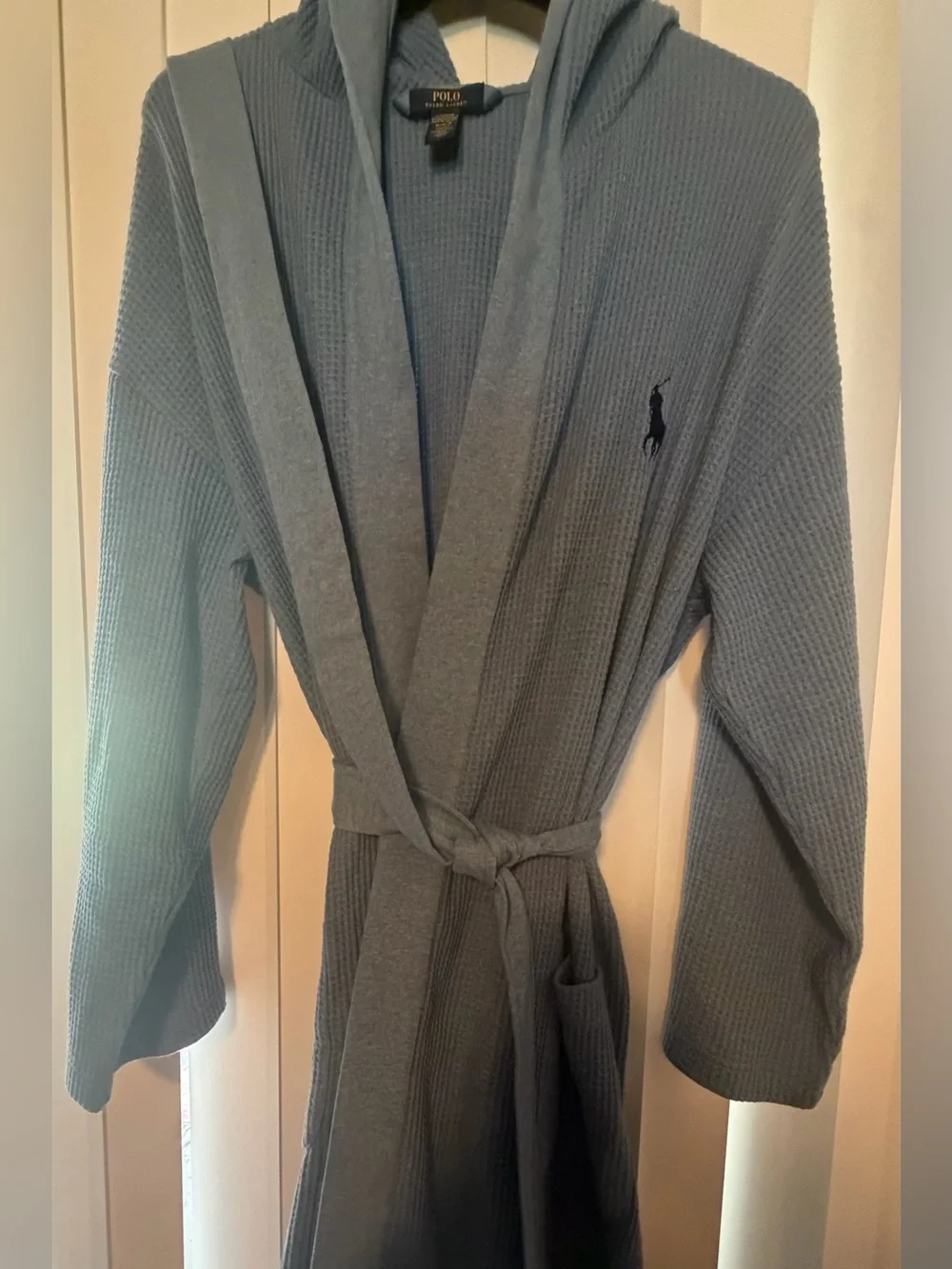 Polo Ralph Laure Waffle-knit robe with belt blue size M-NWOT